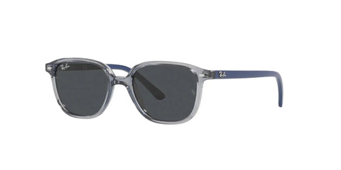 Junior Kids Square Sunglasses With Transparent Blue Frame And Green Mirrored Lenses, XX-Small Narrow Face Fit, 106mm Hinge-To-Hinge