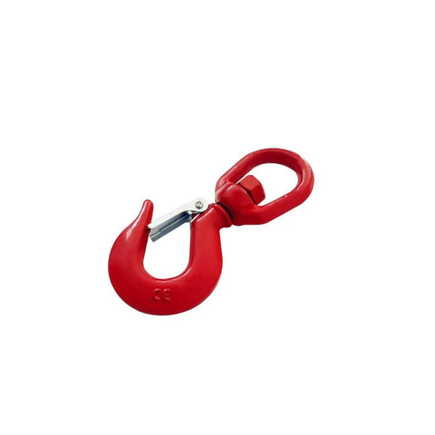 Heavy Duty 15 Ton Swivel Lifting Hook With Secure Latch Built Tough Like A Tank For Crane Or Forklift Use, red, alloy steel.