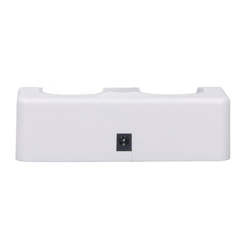 Rear view of 4 In 1 Remote Charging Dock With Built In 2800mAh Batteries, white ABS base, charging port visible
