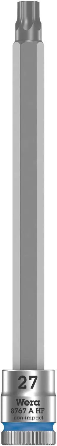 Close-up of a Torx HF Zyklop Bit Socket Set With Holding Function, one and a quarter inch drive, non impact, knurled grip.