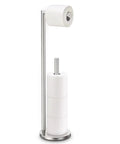 Brushed Nickel Free Standing Toilet Paper Holder Stand With Space For One In Use Roll And Three Spare Rolls, Easy To Install