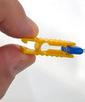 Straight Up Heavy Duty Mini Blade Fuse Kit With Puller 50 Piece Automotive Electrical Repair Assortment, showing yellow puller with blue fuse.