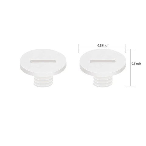 Badass Replacement Screws Built Tough As Nails For Samsung Freestyle 1 And 2 Projector Carbon Fiber Base Attachment Hardware White Two Pack, showcasing two white screws with measurements.