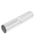 2 Pack Top Rail Fence Sleeve Fits One And Three Eighths Inch OD Rails Six Inch Long Chain Link Fence Top Rail Adapter Tube Connector Steel Construction Easy No Drill No Fuss Install, galvanized steel sleeve in side view