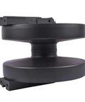 Straight Up Heavy Duty Front Idler Roller For SVL75 SVL75-2 SVL90 SVL95-2S SVL95-2SC Skid Steer Track System Replacement Part side view, black metal material.