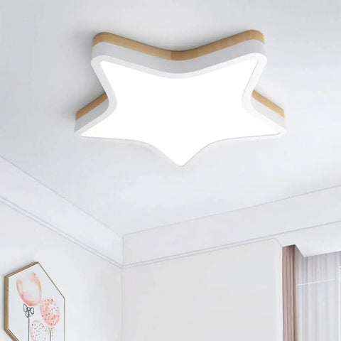 Star-shaped sleek LED ceiling light with dimmable modern flush mount energy saving three color temperatures for kitchen bathroom study and tea rooms easy install gray 52cm.