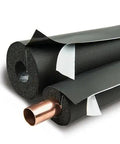 Top Notch Closed Cell Foam Pipe Insulation Sleeve With Tough As Nails Lap Seal Design shielding a copper pipe and foam material.