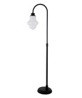 Tall Floor Lamp With Glass Shade In Blackened Bronze And White Milk Finish, Modern Glam Accent Lighting For Living Room Or Office