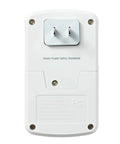 Back view of 90 Db Flashing Strobe Plug In Doorbell Receiver For ERA Series Wireless Kits with power plug and certification label.
