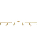 Payton 6-Light Foldable Track Lighting in painted brass with exposed sockets, minimalist style, straight layout.