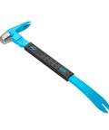 12 Inch Cat's Paw Nail Puller Tool With Hammer Head Pry Bar And Rubber Grip, polished beveled claws, blue forged steel