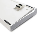 Classic Tenkeyless Mechanical Keyboard In Crisp Pure White Featuring Hot Swappable Switches With Custom Rgb Lighting back view showing sleek design and rubber grips.