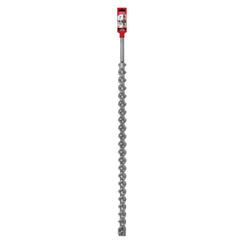 Rebar Demon SDS Max Hammer Drill Bit Beefy 4 Cutter Carbide Tipped One And A Half Inch Diameter Thirty Six Inch Total Length Thirty One Inch Working Length DMAMX1380 full view with spiral design.