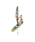 RC Sailboard Surfing Boat with Animated Surfer, 2.4G Remote Control, yellow sailboard featuring a surfer figure