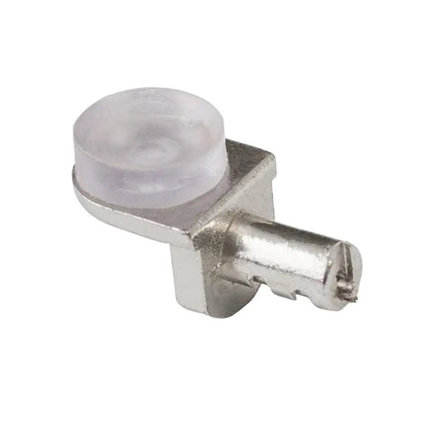 Beefy Heavy Duty Shelf Support Pins With Removable Glass Shelves Pegs And Silicone Bumpers For Cabinets close-up of steel shelf pin with silicone top