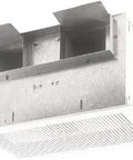 High Capacity Commercial Exhaust Fan, 434 CFM at 2.3 Sones, 120V, heavy-duty metal unit with 4.5 x 18.5 inch duct connector.
