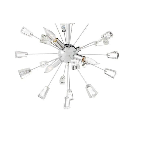 Four Light Crystal Sputnik Chandelier In Polished Chrome, Modern Ceiling Light Fixture With Dazzling Glass Orbs For Living Room Or Dining Area, Metallic Finish, Crystal Drops, Easy Install, top view.