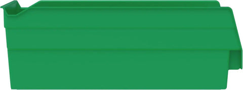 Heavy Duty Plastic Shelf Bins For Garage, Closet, And Drawer Organization, 12 By 6 And A Half By 4 Inches, Green, 12 Pack, side view