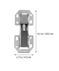 The image shows a 4.1-inch heavy-duty steel metal cabinet door hinge from a six pack for frameless kitchen and home furniture.