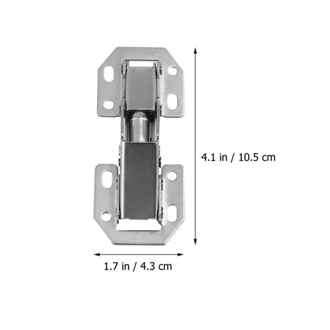 The image shows a 4.1-inch heavy-duty steel metal cabinet door hinge from a six pack for frameless kitchen and home furniture.