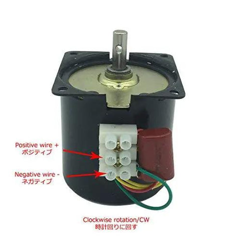 Front view of 60KTYZ 15 RPM AC Motor With Built In Gearbox Low Noise High Torque Synchronous Reduction Motor 110V wiring details