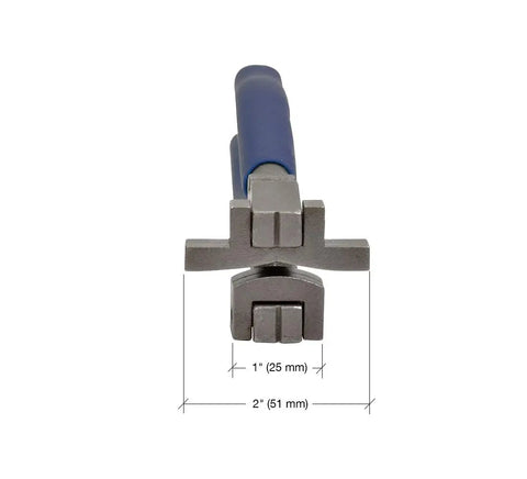 Front view of Plate Glass Pliers With Floating Block Jaws For Self Aligning, ideal for glass installations, handle detail visible.
