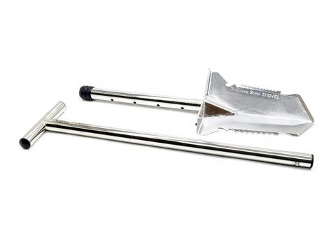 Beast Stainless Steel Metal Detecting Shovel With Laser Print Ruler, collapsible shaft, detached T handle and blade with teeth