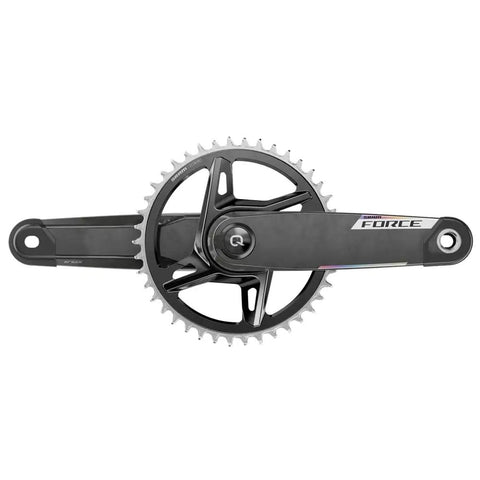 Force 1x XPLR Power Meter Crankset for Gravel Grinders and Road Riders with 42T Wide Chainring and 175mm arms, top view.