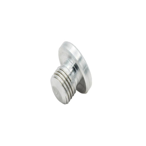 Billet Aluminum LS Oil Pressure Relief Valve Plug Machined For Knockout Engine Blocks And LS Swap Builds, side view displaying precise milling.