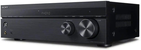 Two Channel Home Stereo Receiver With Phono Input And Bluetooth, 100 Watts Per Channel, RCA Inputs, Built In Phono Stage, Black Finish