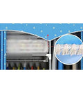 Solid Portable Bedroom Closet With Willow Wood Frame And Thick Non Woven Fabric Storage Organizer For Hanging Clothes And Quilts No Fuss Smooth Assembly showing decorative blue curtain with tassels.