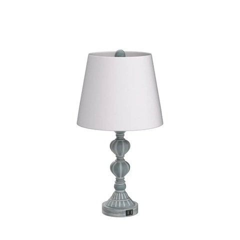 Set Of 2 Touch Control Table Lamps, 3 Way Dimmable Bedside Lamps With USB Ports, Coastal Farmhouse style, blue washed base and white shade