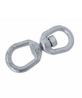 Workhorse Eye Eye Swivel Hook Rated At Two Thousand Two Hundred Fifty Pounds Working Load Limit Drop Forged In Hardened Galvanized Steel, top view.