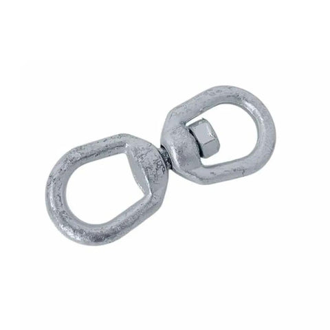 Workhorse Eye Eye Swivel Hook Rated At Two Thousand Two Hundred Fifty Pounds Working Load Limit Drop Forged In Hardened Galvanized Steel, top view.