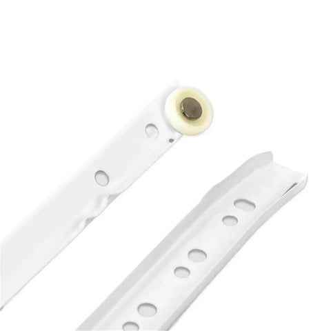 Close-up of Pro Grade Kitchen Cabinet Drawer Slides With Nylon Wheel Runners 250mm To 600mm Powder Coated Roller Rails.