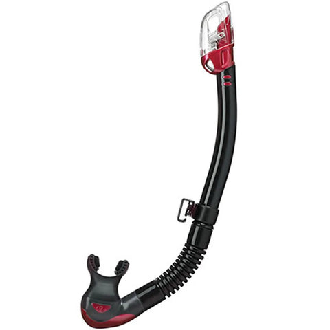 Hyperdry Elite II Dry Top Snorkel with translucent tubing, low-profile design, and silicone mouthpiece for scuba diving gear
