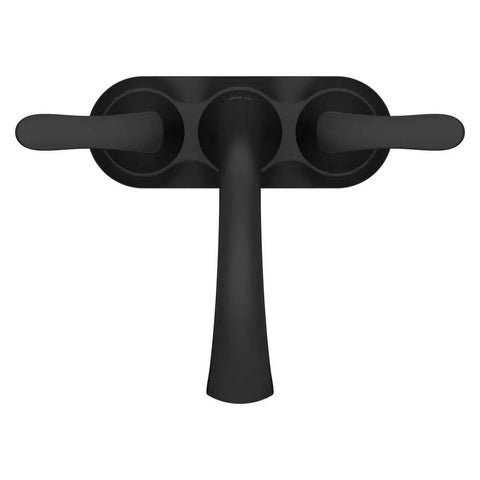 Top view of Weller 4 Inch Centerset Bathroom Sink Faucet With 2 Handles 3 Hole Matte Black Finish, Push And Seal Drain