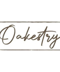 Logo of Oakestry design, featuring stylish handwritten font on a white background.