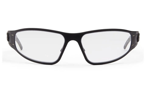 Heavy Hit Ballistic Safety Sunglasses Featuring Milspec Impact Resistant Wrap Frame And Ansi Certification in black with clear lenses.