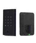 Real Talk Top Shelf Flat Black Smart Deadbolt Door Lock Offering Rapid Fingerprint Unlocking And Hassle Free Wifi Bluetooth Pairing For Sweet Mobile Control Every Day - keypad and lock mechanism view.