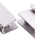 Straight Up No Fuss Dual Clamp Adjustable Stainless Steel Shower Glass Door Hinges, sleek dual design for modern bathrooms.