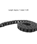 Beefy Black Nylon PA66 Cable Drag Chain 10x15mm Inner Height By Width, 1 Meter Length With End Connector For CNC Machines
