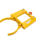 Heavy Duty Dmc Drum Grabber With 1500 Lbs Capacity Single Fork Mounted Design And Hinged Folding Arms perfect for moving 55 gallon drums.