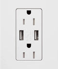 Claro 15 Amp USB Duplex Outlet With Tamper Resistant Receptacle And Dual USB Ports 125V US Wallbox Ganging White Finish
