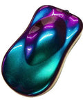 Badass ColorShift Automotive Basecoat Midcoat Gallon Ready To Spray With Slow Reducer showing a dynamic color flip from blue to purple.