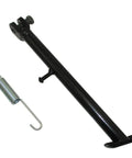 10-Inch Wheel Side Stand For Z50 Z50A Z50J Z50R Mini Trail Monkey Bike Black Durable Alloy Kickstand Upgrade For Trail And Street Ride, Easy Install, Sturdy Mount For Small Motorcycles And Mini Bikes shown in black metal with spring attachment