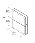Senior Prima 02 Series Glass To Glass Mount Hinge dimensions diagram for top and bottom mount design, polished chrome finish, glass hardware