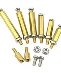 280 Piece M2.5 Brass Straight Knurl Standoff Spacer Set With Stainless Steel Screws And Nuts Assorted Kit components on display