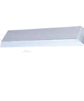 Side view of aluminum-shell high-power fixed resistor with finned heatsink and wire leads