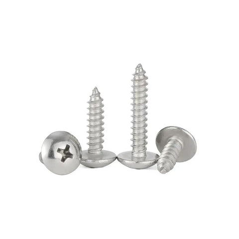 Heavy Duty Titanium Phillips Cross Truss Self Tapping Screws Grade Two M4 X15mm showing four grey screws with cross heads.